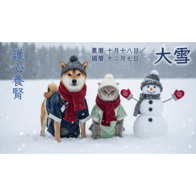 12/7 大雪來襲：毛孩「寵物 冬季 保暖」全攻略 — 專業中獸醫教您成為狗狗貓貓冬天飲食保健大師！